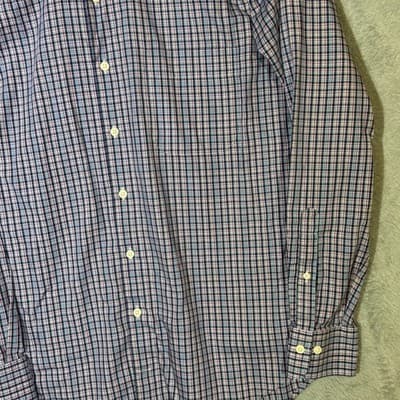Peter Millar Crown Ease Shirt Mens Medium Blue Check Long Sleeve Button Down - Thumbnail 5