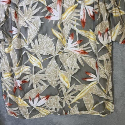 Tommy Bahama Shirt Mens XL Gray Tropical Floral Hawaiian Camp Button Up Rayon - Thumbnail 11