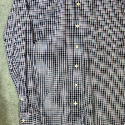 Peter Millar Crown Ease Shirt Mens Medium Blue Check Long Sleeve Button Down - Thumbnail 3