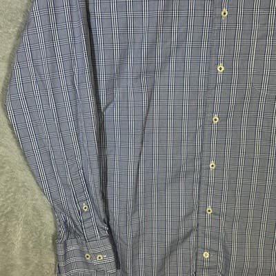 Peter Millar Shirt Mens Large Blue Plaid Cotton Dress Button Down Long Sleeve - Thumbnail 3