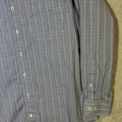 Peter Millar Shirt Mens Large Blue Plaid Cotton Dress Button Down Long Sleeve - Thumbnail 5