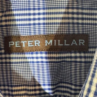 Peter Millar Shirt Mens Large Blue Plaid Cotton Dress Button Down Long Sleeve - Thumbnail 8
