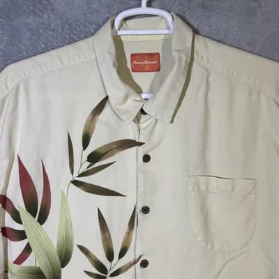 Tommy Bahama Shirt Mens 2XL Yellow Silk Bamboo Floral Hawaiian Camp Button Up - Thumbnail 4