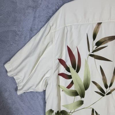 Tommy Bahama Shirt Mens 2XL Yellow Silk Bamboo Floral Hawaiian Camp Button Up - Thumbnail 8