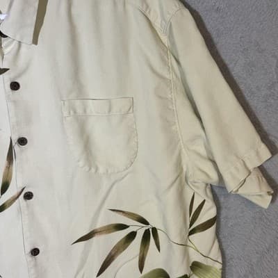 Tommy Bahama Shirt Mens 2XL Yellow Silk Bamboo Floral Hawaiian Camp Button Up - Thumbnail 5