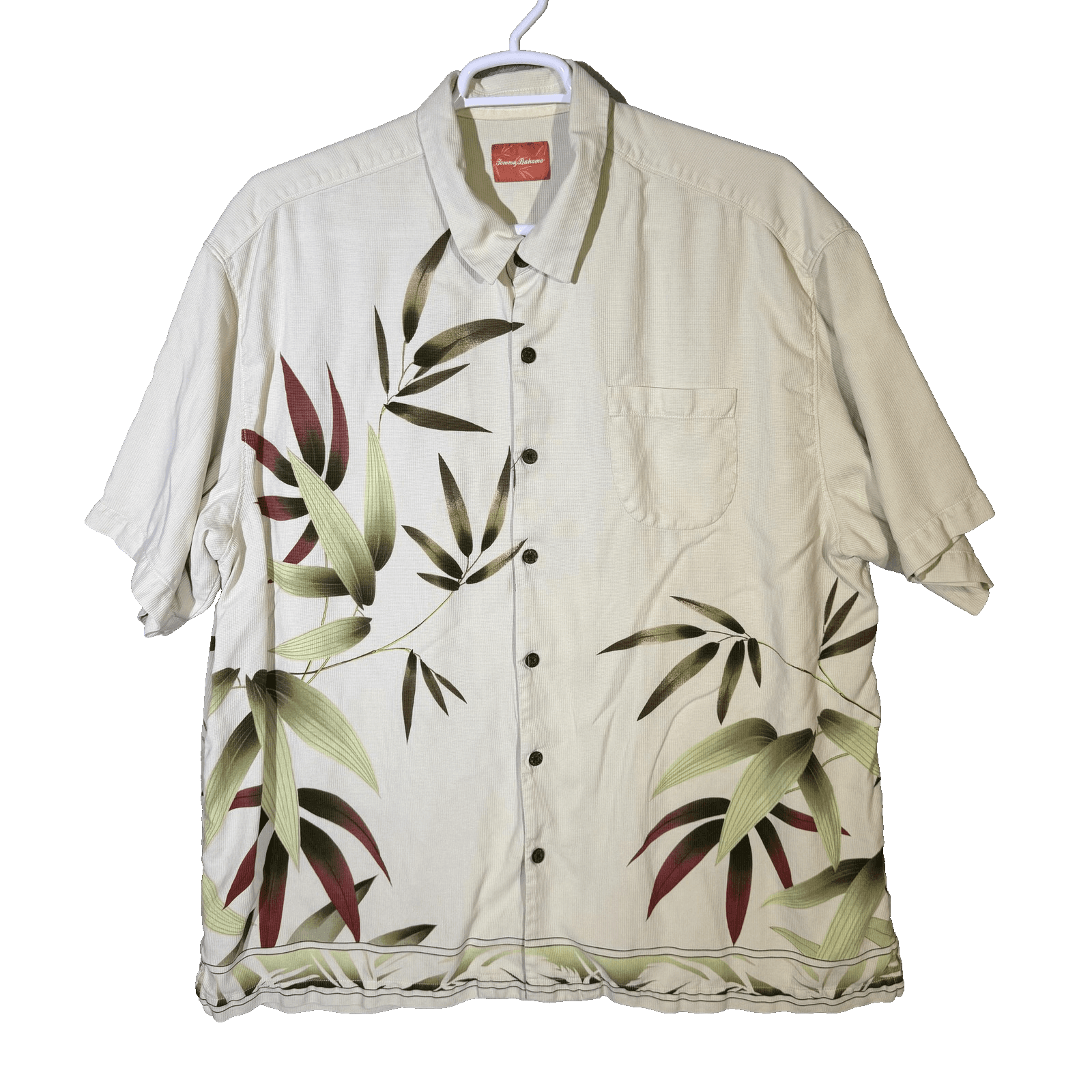 Tommy Bahama Shirt Mens 2XL Yellow Silk Bamboo Floral Hawaiian Camp Button Up - Image 1