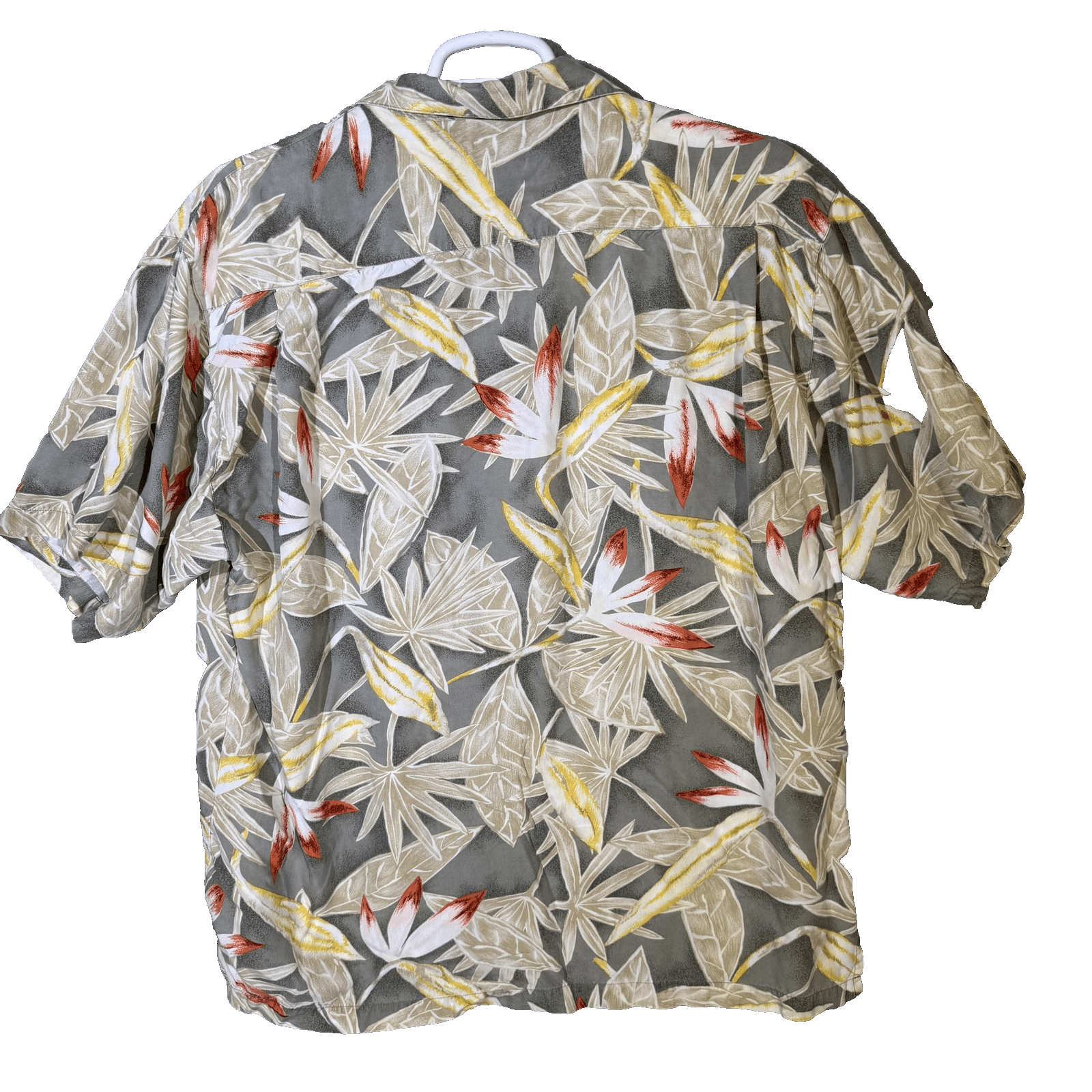 Tommy Bahama Shirt Mens XL Gray Tropical Floral Hawaiian Camp Button Up Rayon - Thumbnail 2