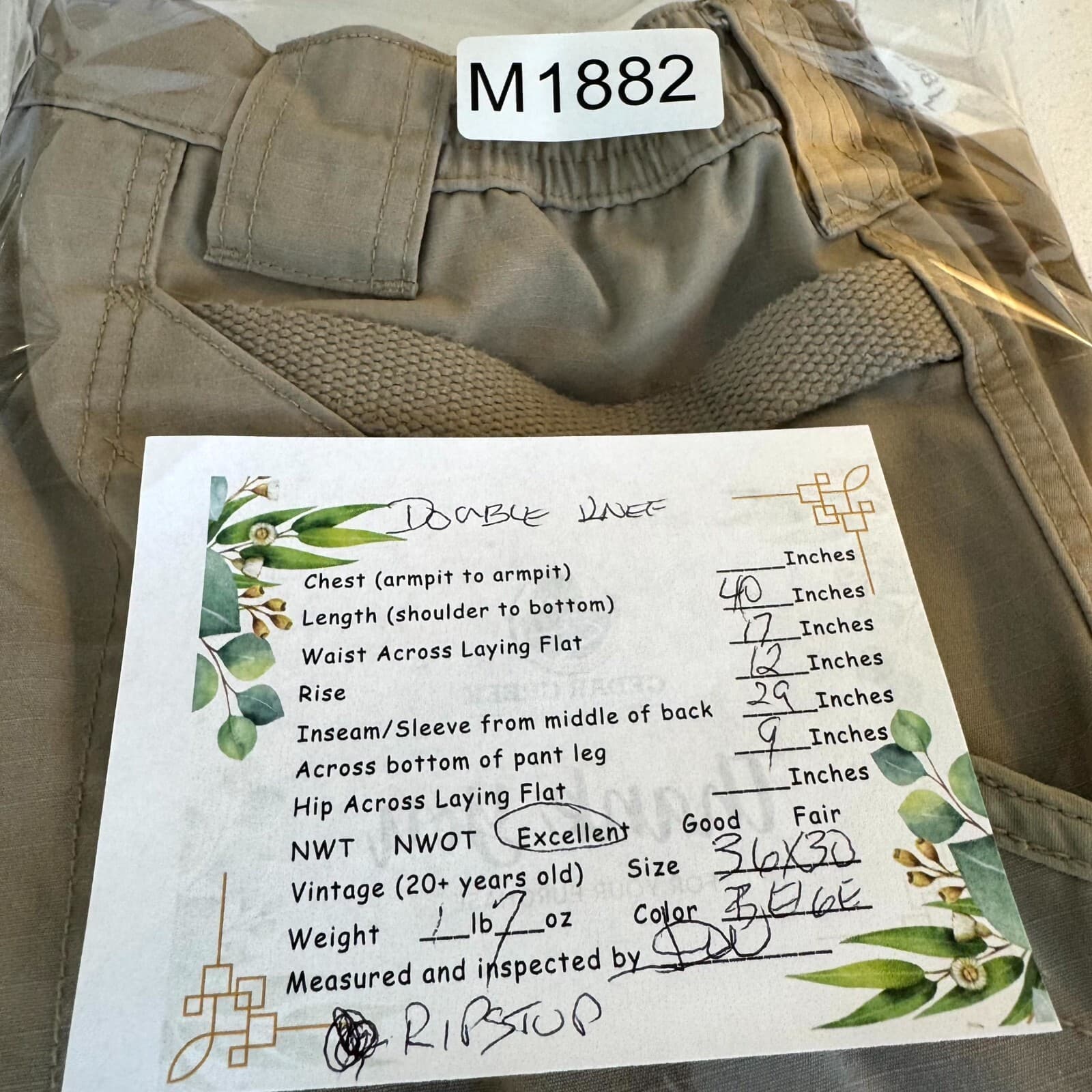 5.11 Tactical Cargo Pants Mens 36x30 Beige Ripstop Outdoor Utility Work Dbl Knee - Thumbnail 7