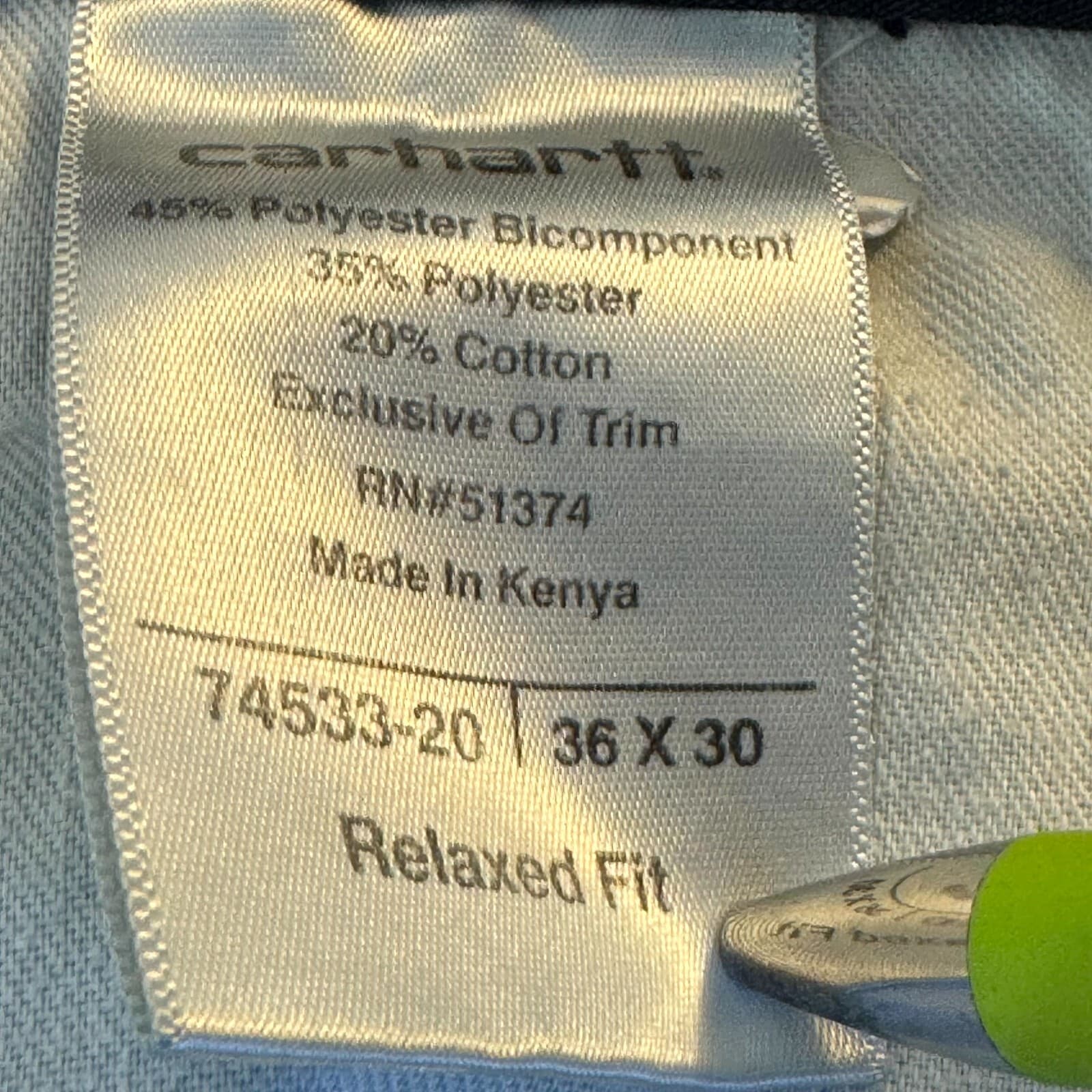 Carhartt Carpenter Pants Mens 36x30 Navy Ripstop Relaxed Fit Work - Thumbnail 7