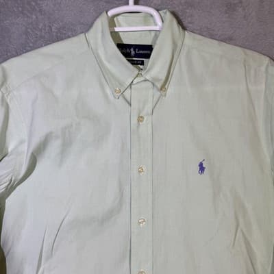 Ralph Lauren Shirt Mens Medium Green Classic Fit Button Down Long Sleeve Pony - Thumbnail 4