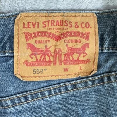 Levis 559 Jeans Mens 44x30 Blue Denim Relaxed Straight Fit Zip Fly 5 Pocket - Thumbnail 5