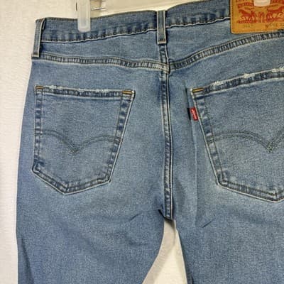 Levis 512 Jeans Mens 33x29 Light Wash Blue Tapered Stretch Zip Fly Denim - Thumbnail 7