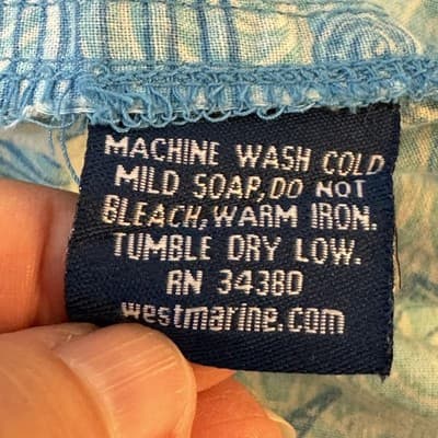 West Marine Shirt Mens Medium Blue Fish Nautical Hawaiian Camp Button Up Print - Thumbnail 12