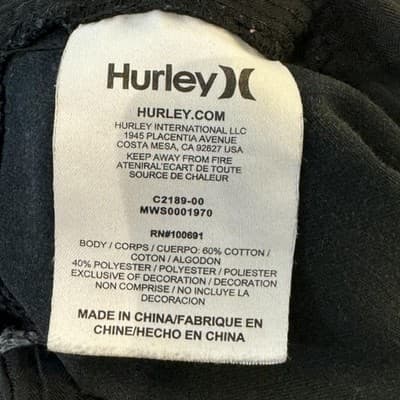 Hurley Shorts Mens 35 Black Chino Flat Front Cotton Blend Summer Casual Pockets - Thumbnail 8