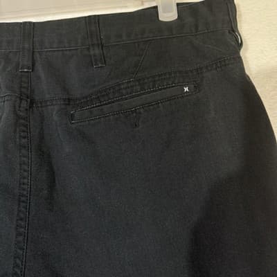 Hurley Shorts Mens 35 Black Chino Flat Front Cotton Blend Summer Casual Pockets - Thumbnail 6