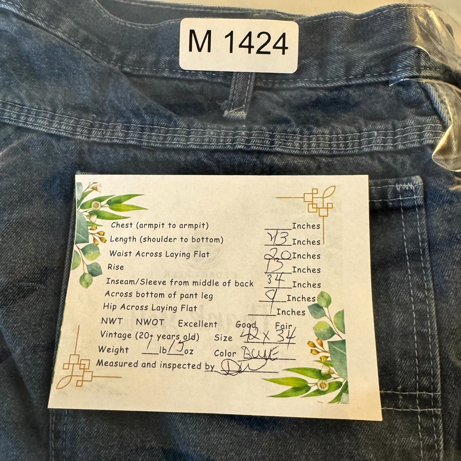 Dickies Carpenter Jeans Mens 42x34 Blue Denim Relaxed Fit Straight Leg - Thumbnail 9