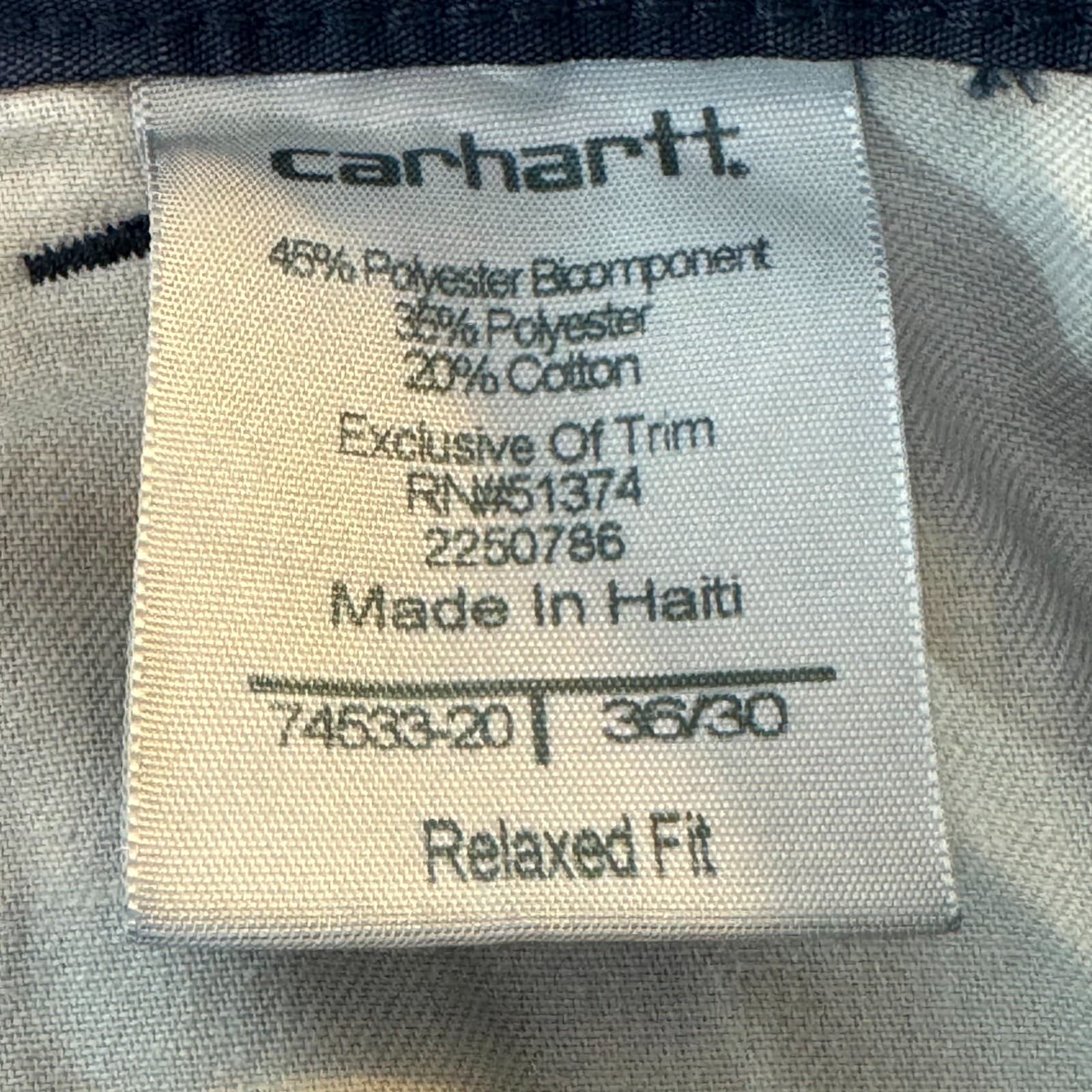 Carhartt Carpenter Pants Men's 36x30 Navy Ripstop Relaxed Fit 74533-20 - Thumbnail 5