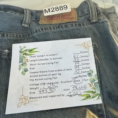 Levis 559 Jeans Mens 44x30 Blue Denim Relaxed Straight Fit Zip Fly 5 Pocket - Thumbnail 10