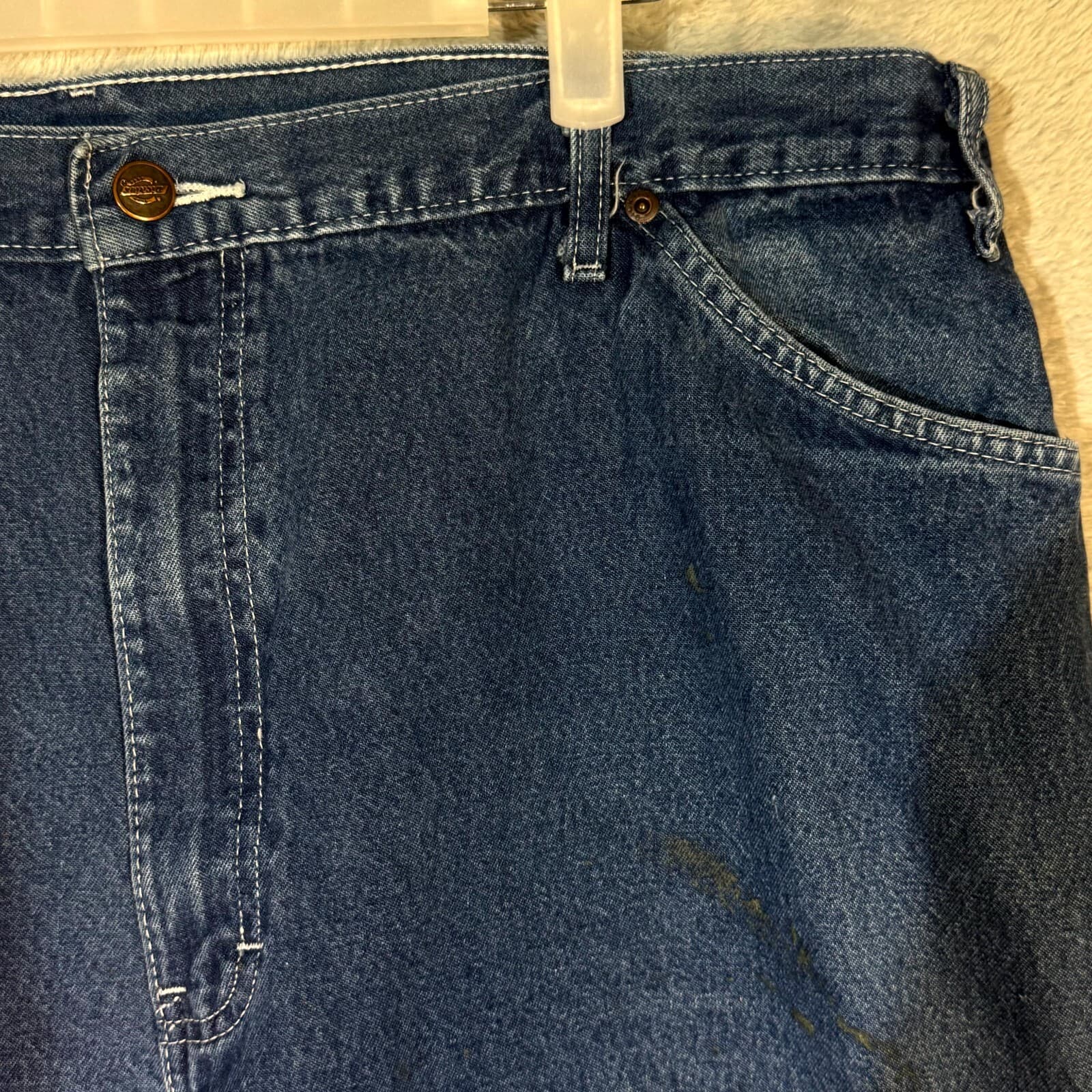 Dickies Carpenter Jeans Mens 42x34 Blue Denim Relaxed Fit Straight Leg - Thumbnail 5