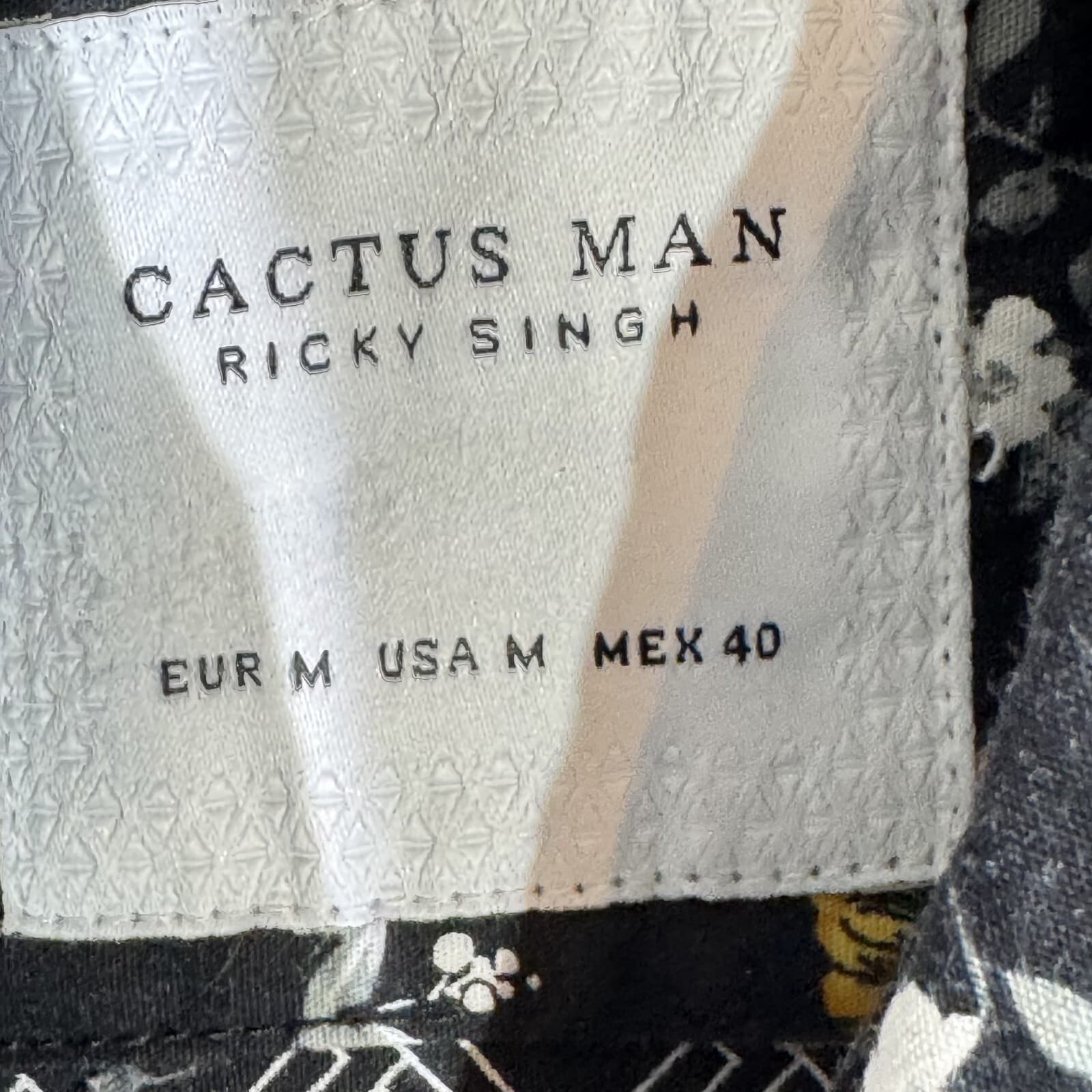 Cactus Man Shirt Men M Black Floral 100 Percent Cotton Short Sleeve Button Up - Thumbnail 7