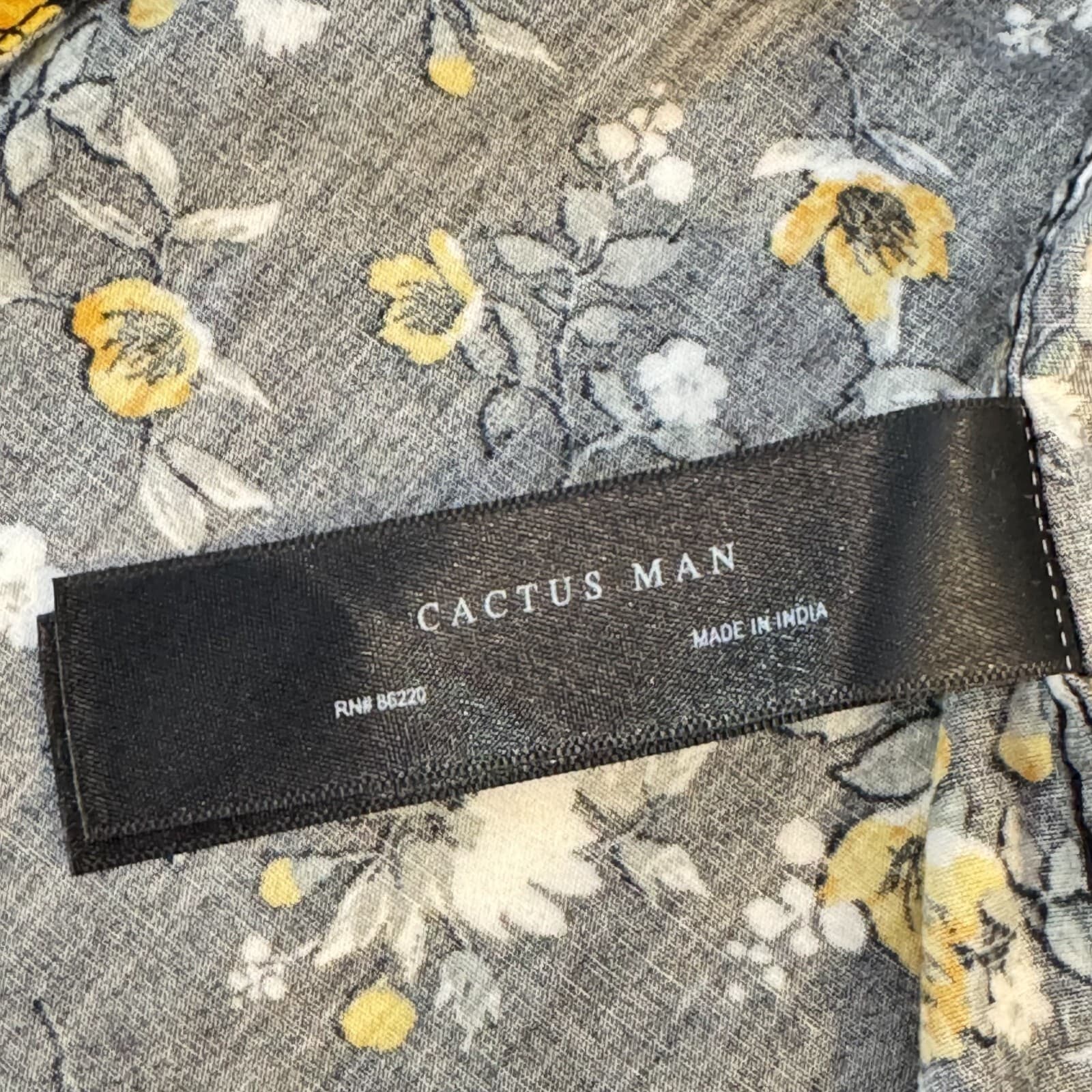 Cactus Man Shirt Men M Black Floral 100 Percent Cotton Short Sleeve Button Up - Thumbnail 13