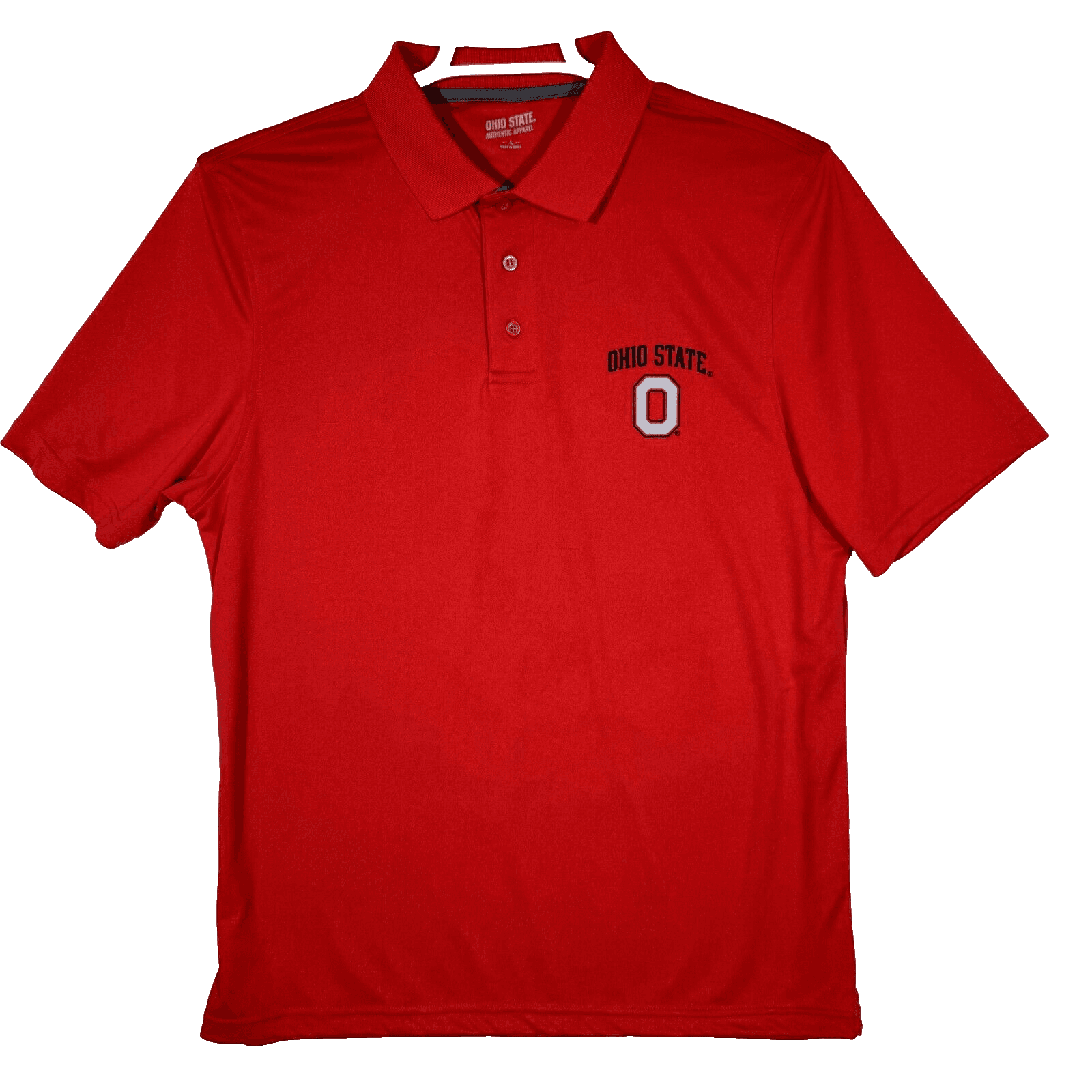 Ohio State Polo Shirt Men L Performance 100 Percent Polyester Red Buckeyes Logo - Image 1