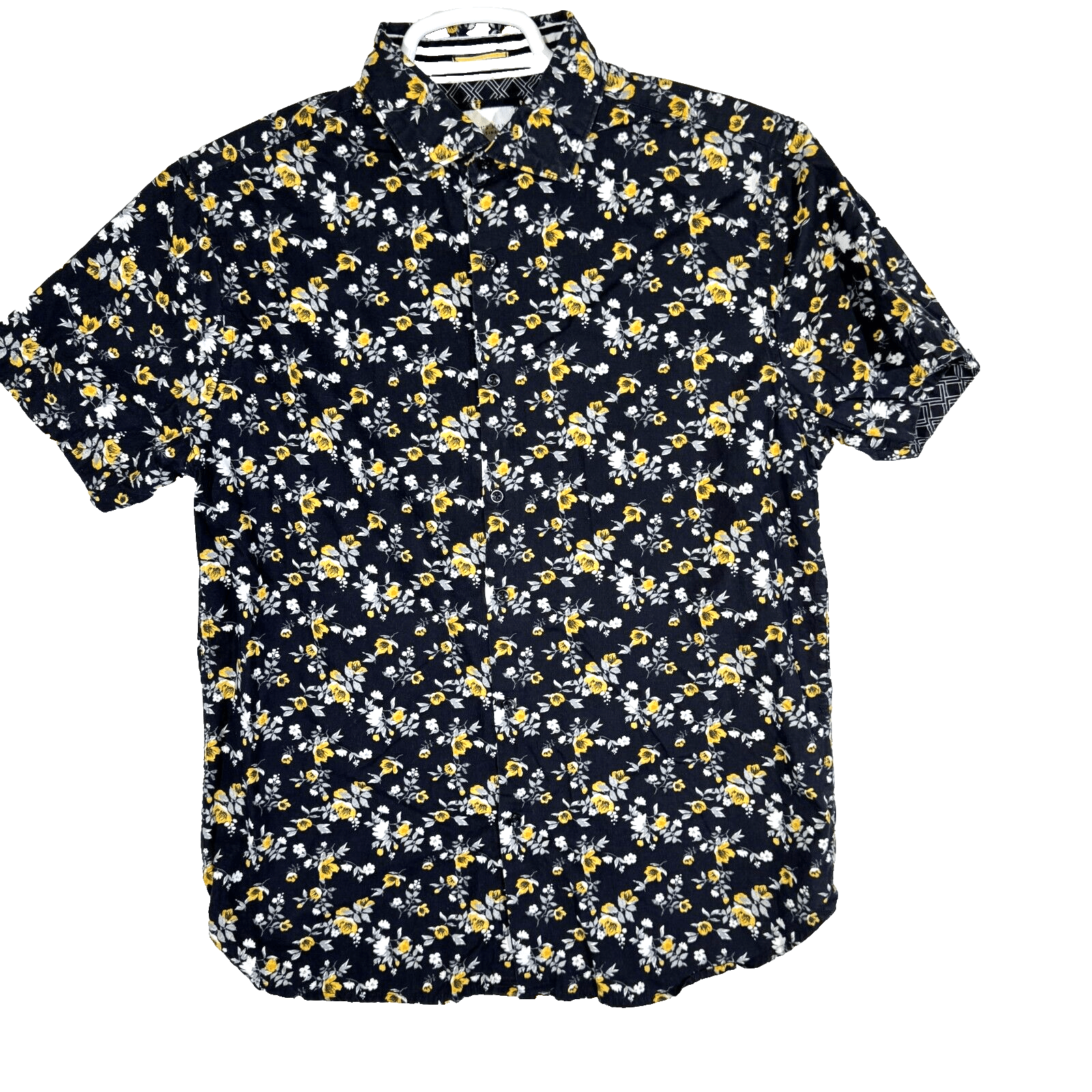 Cactus Man Shirt Men M Black Floral 100 Percent Cotton Short Sleeve Button Up - Image 1