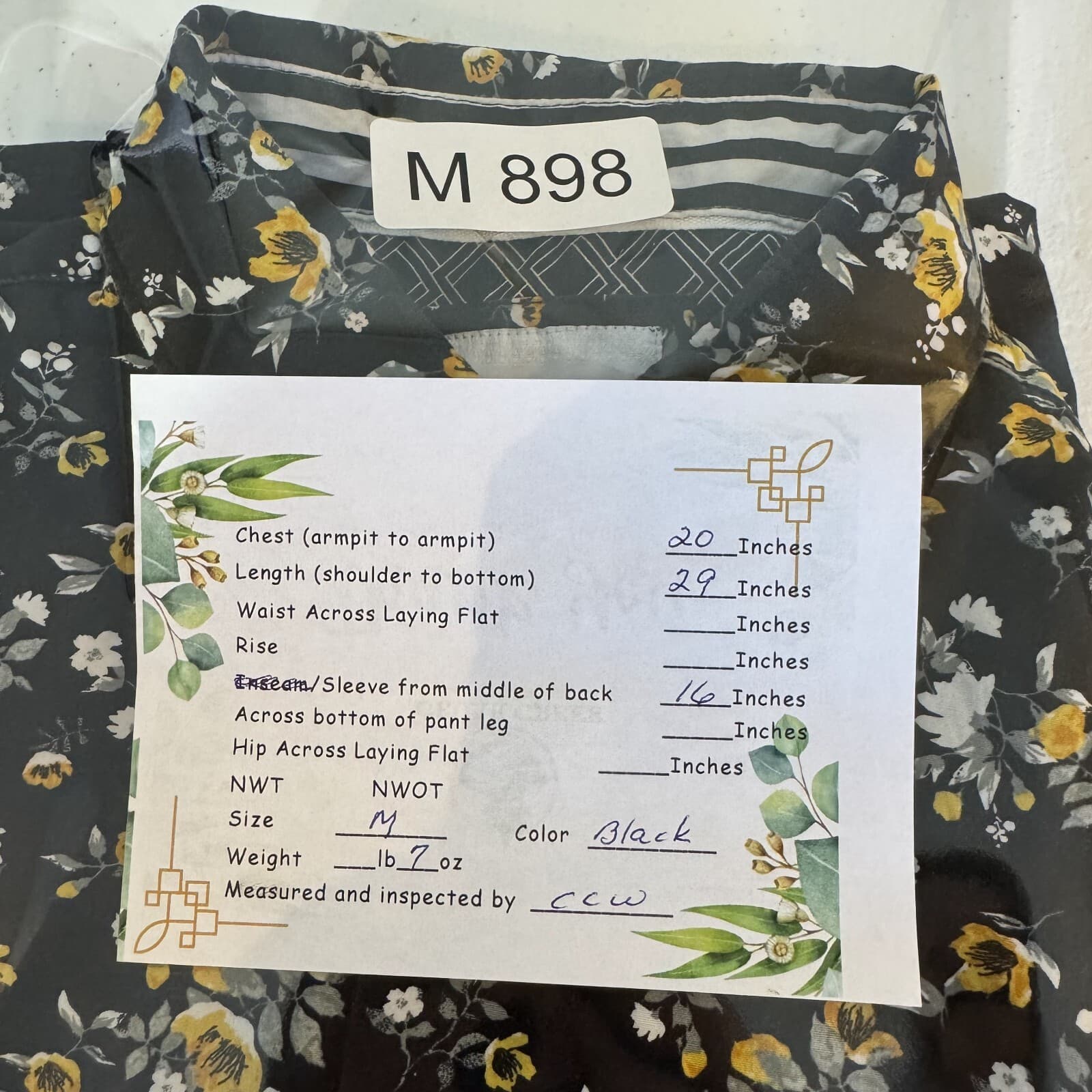 Cactus Man Shirt Men M Black Floral 100 Percent Cotton Short Sleeve Button Up - Thumbnail 9