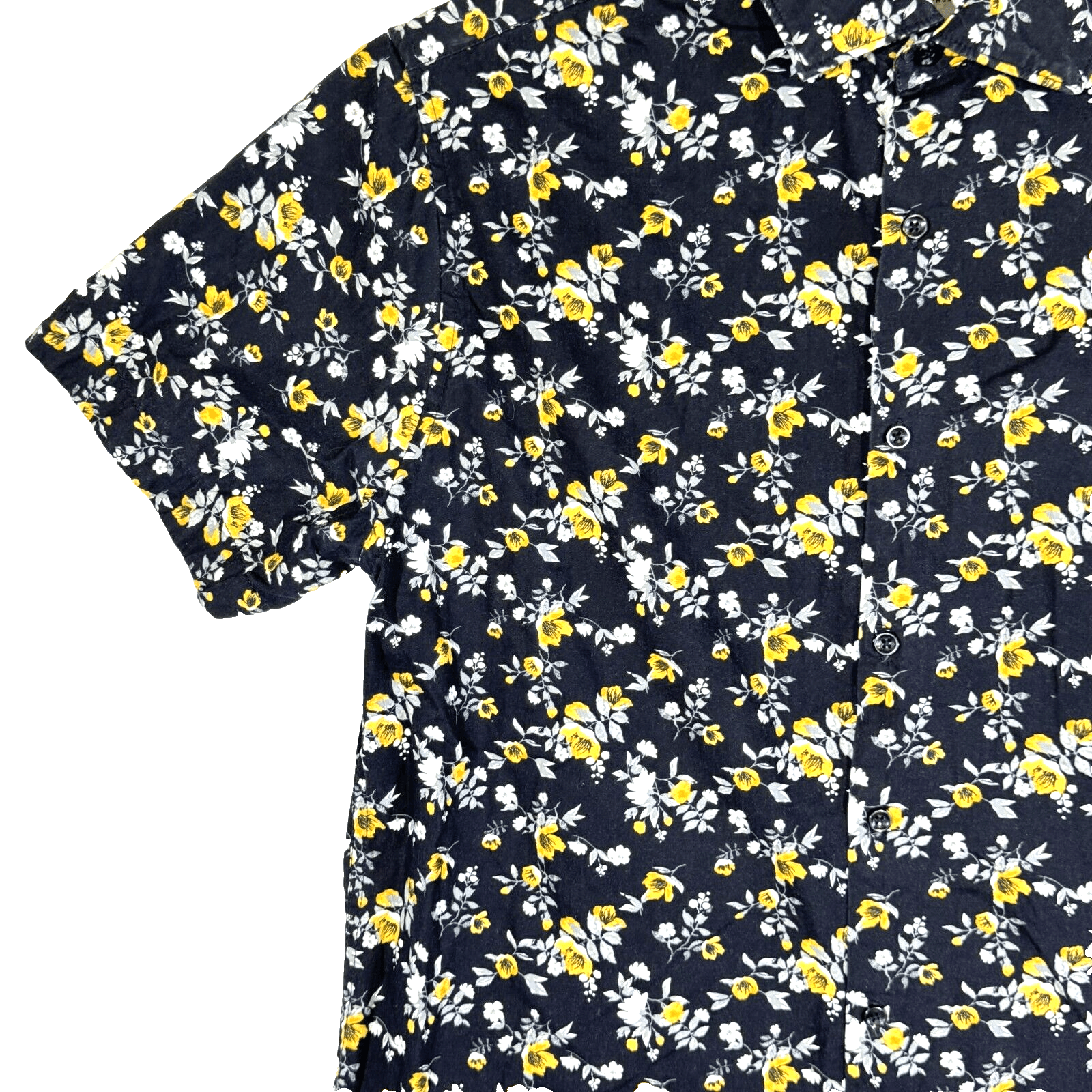 Cactus Man Shirt Men M Black Floral 100 Percent Cotton Short Sleeve Button Up - Thumbnail 3