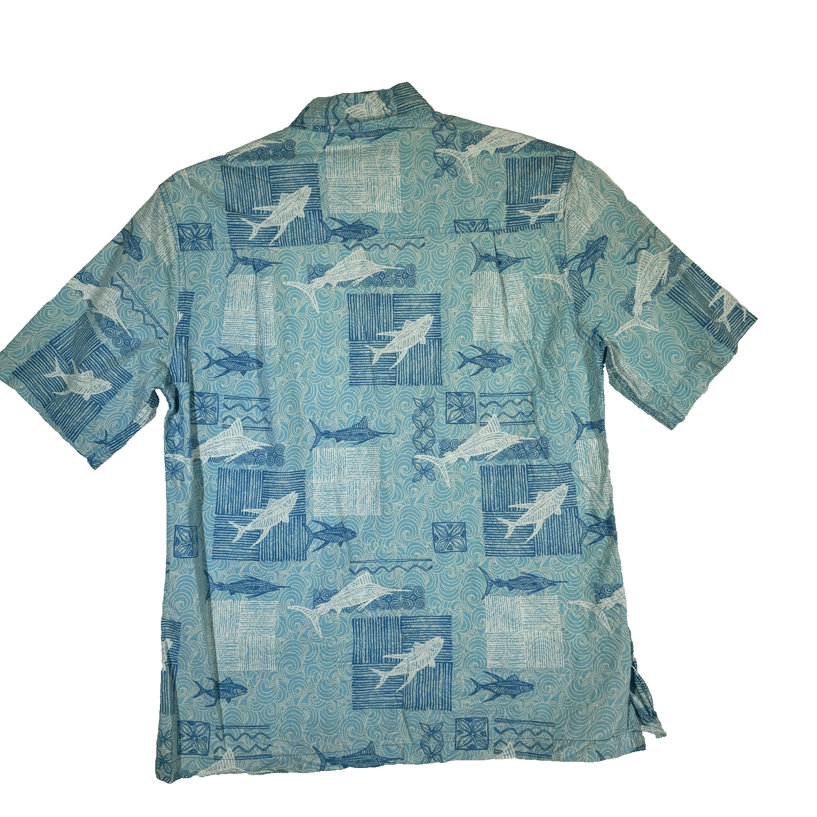 West Marine Shirt Mens Medium Blue Fish Nautical Hawaiian Camp Button Up Print - Thumbnail 2