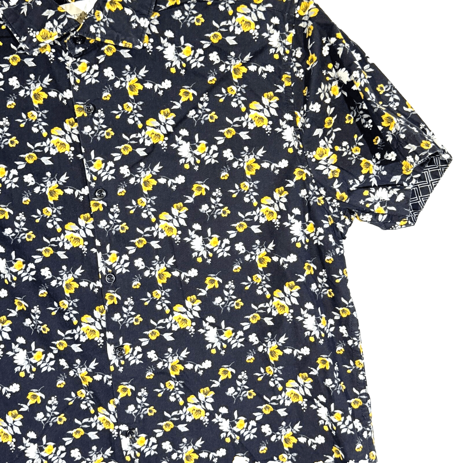 Cactus Man Shirt Men M Black Floral 100 Percent Cotton Short Sleeve Button Up - Thumbnail 5