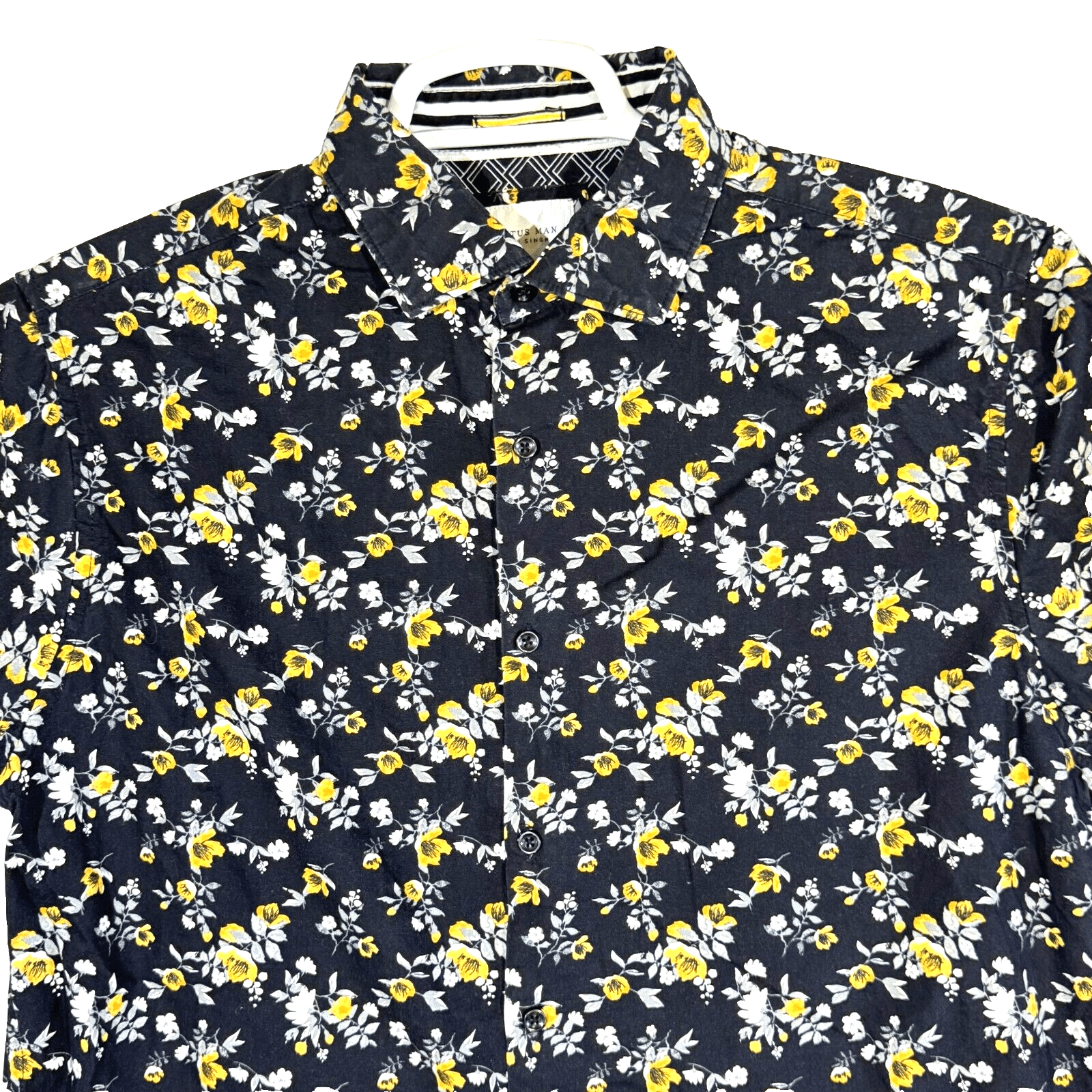 Cactus Man Shirt Men M Black Floral 100 Percent Cotton Short Sleeve Button Up - Thumbnail 4