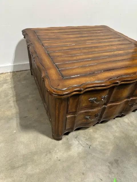 Schnadig French Country Wooden 2 Drawer Coffee Table - Thumbnail 2