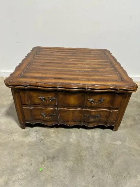 Schnadig French Country Wooden 2 Drawer Coffee Table - Image 1