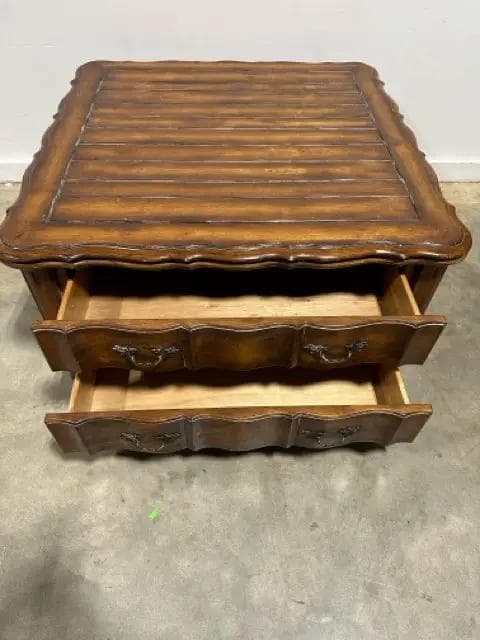 Schnadig French Country Wooden 2 Drawer Coffee Table - Thumbnail 3