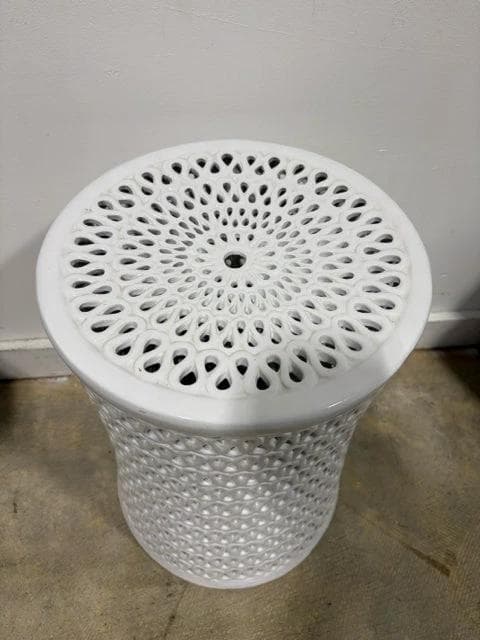 White Ceramic Garden Stool - Thumbnail 2