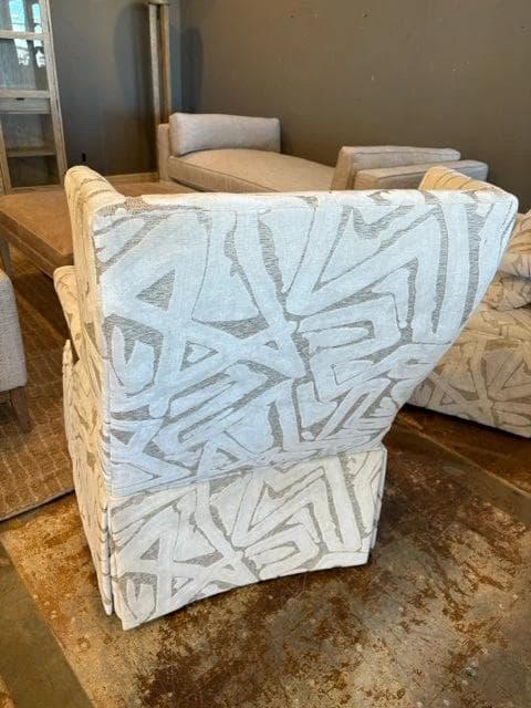 C.R. Laine Cream And Tan Arm Chair - Thumbnail 3