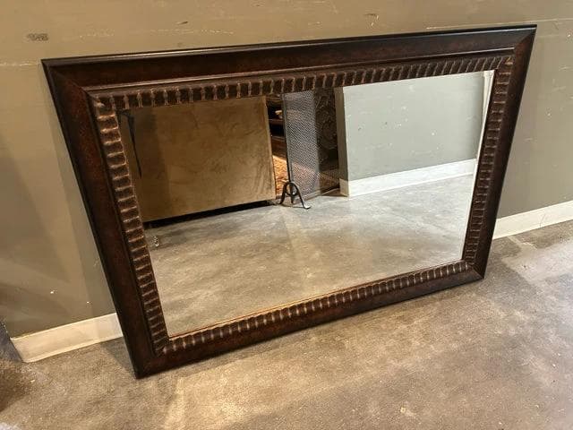 Brown Framed Beveled Mirror - Image 1