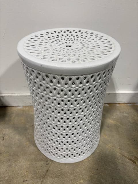 White Ceramic Garden Stool - Image 1