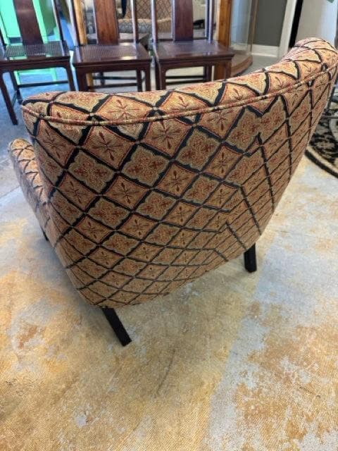 Upholstered Accent Chair in Gold, Rust and Black - Thumbnail 3