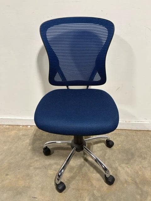 Blue Mesh & Chrome Desk Chair - Image 1