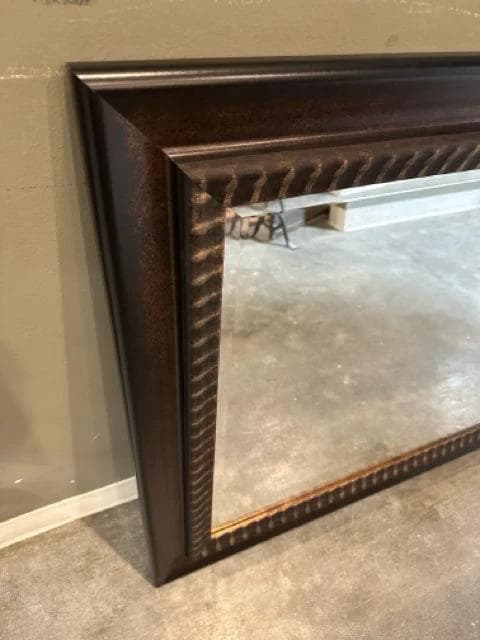 Brown Framed Beveled Mirror - Thumbnail 2