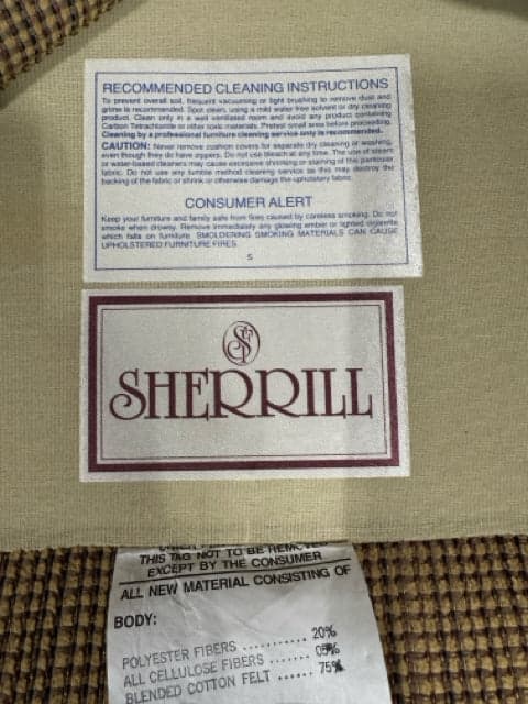 Sherrill Gold Brown & Burgandy Striped Sofa with 2 Pillows - Thumbnail 5
