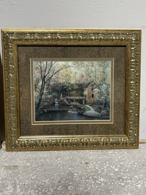Set of 2 Old Mill Scenes in Gold Framed Art - Thumbnail 3