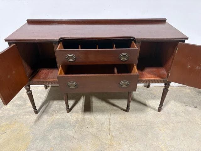 Antique Wooden Buffet Sideboard With 2 Doors And 2 Drawers - Thumbnail 3