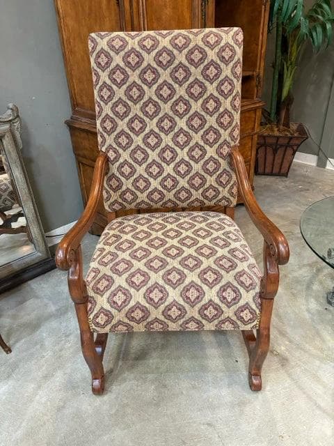 Norwalk Beige & Maroon Traditional Upholstered Arm Chair - Image 1