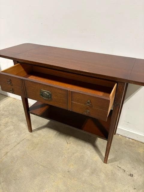 Wooden Drop Leaf Sofa Table With One Shelf And One Drawer - Thumbnail 4