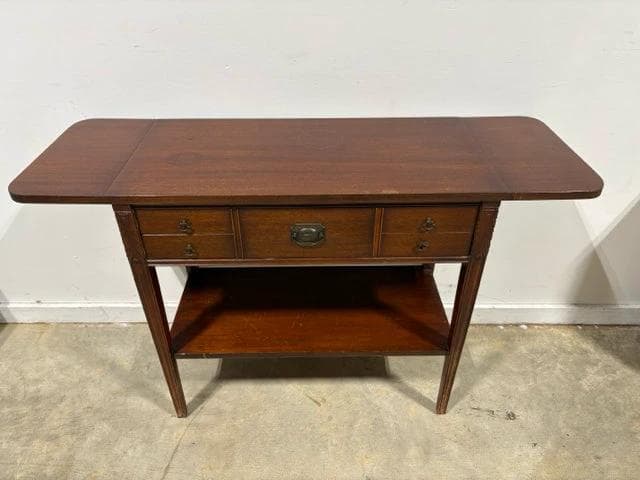 Wooden Drop Leaf Sofa Table With One Shelf And One Drawer - Thumbnail 3