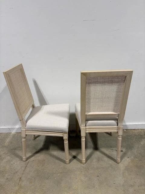 Set Of 2 Rattan Back French Country Cream Dining Chairs - Thumbnail 2