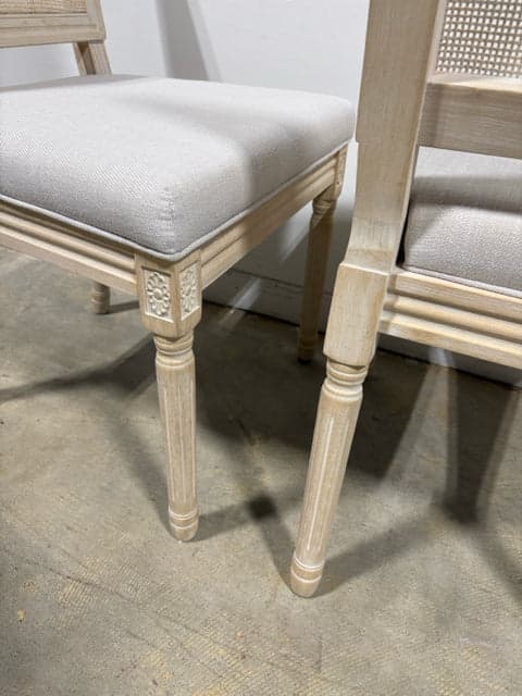 Set Of 2 Rattan Back French Country Cream Dining Chairs - Thumbnail 3